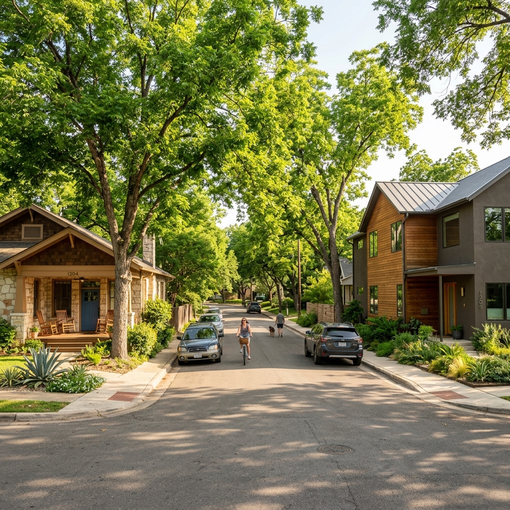 A green Austin neighborhood street